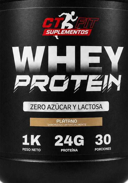 Etiqueta frontal del tarro de Whey Protein CT FIT